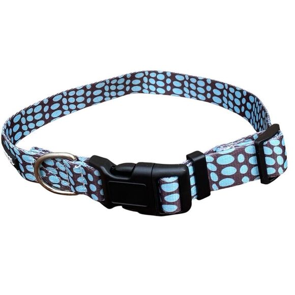 NWOT New Pettidol Dog Pet Collar w/Quick Release Buckle Blue/Brown Dot Pattern - Picture 2 of 8